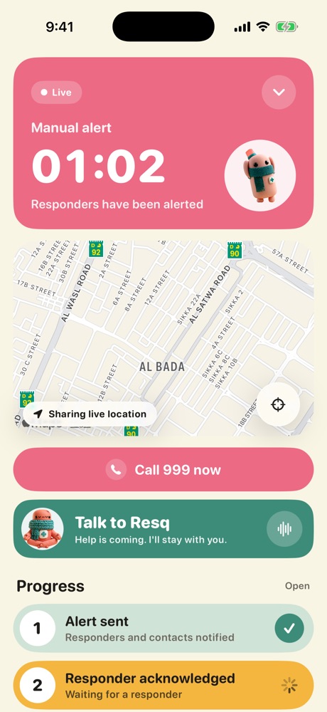 Live incident screen
