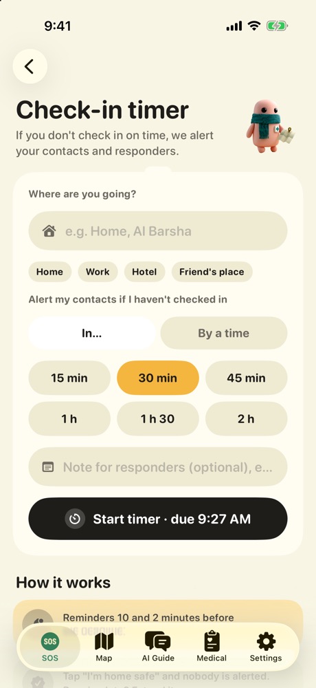 Check-in timer