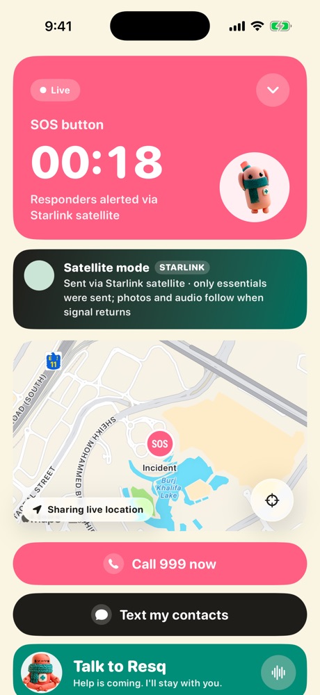 Satellite mode banner on a live alert